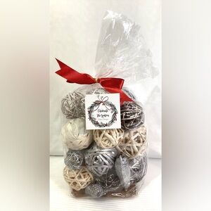 Tribal Design Christmas Bag of Natural Wicker Rattan Balls Decor